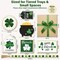 St. Patrick’s Party Supplies: 7-Piece Tiered Tray Decor Set – Freestanding Wood Signs & Bead Garland for Lucky Shamrock Irish Table Centerpiece